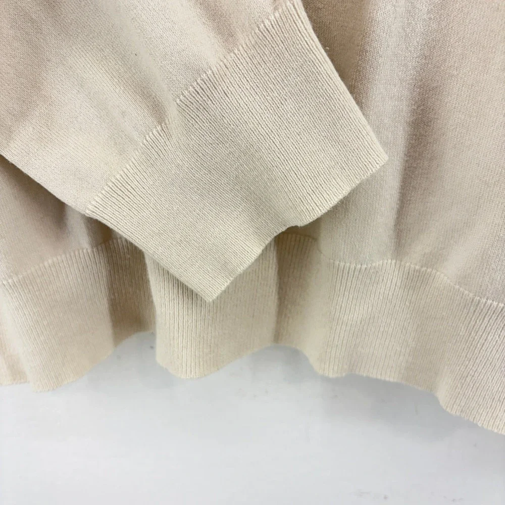 Banana Republic Silk Blend V-Neck Sweater Cream Off White Mens L Preppy Layering